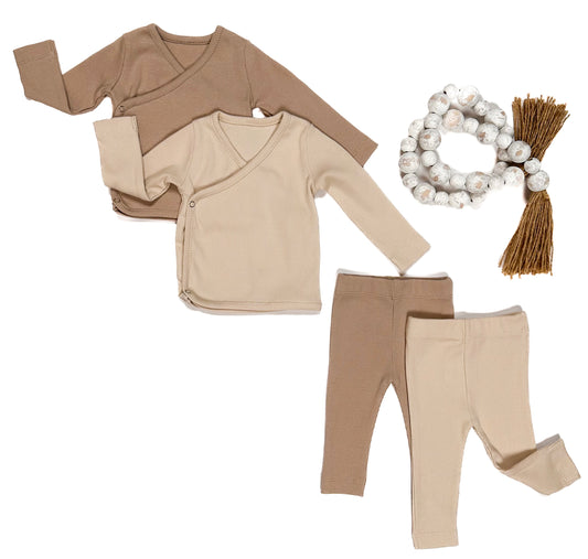 2piece unisex Taupe/Perfectly Pale Wrap Shirt & Pants