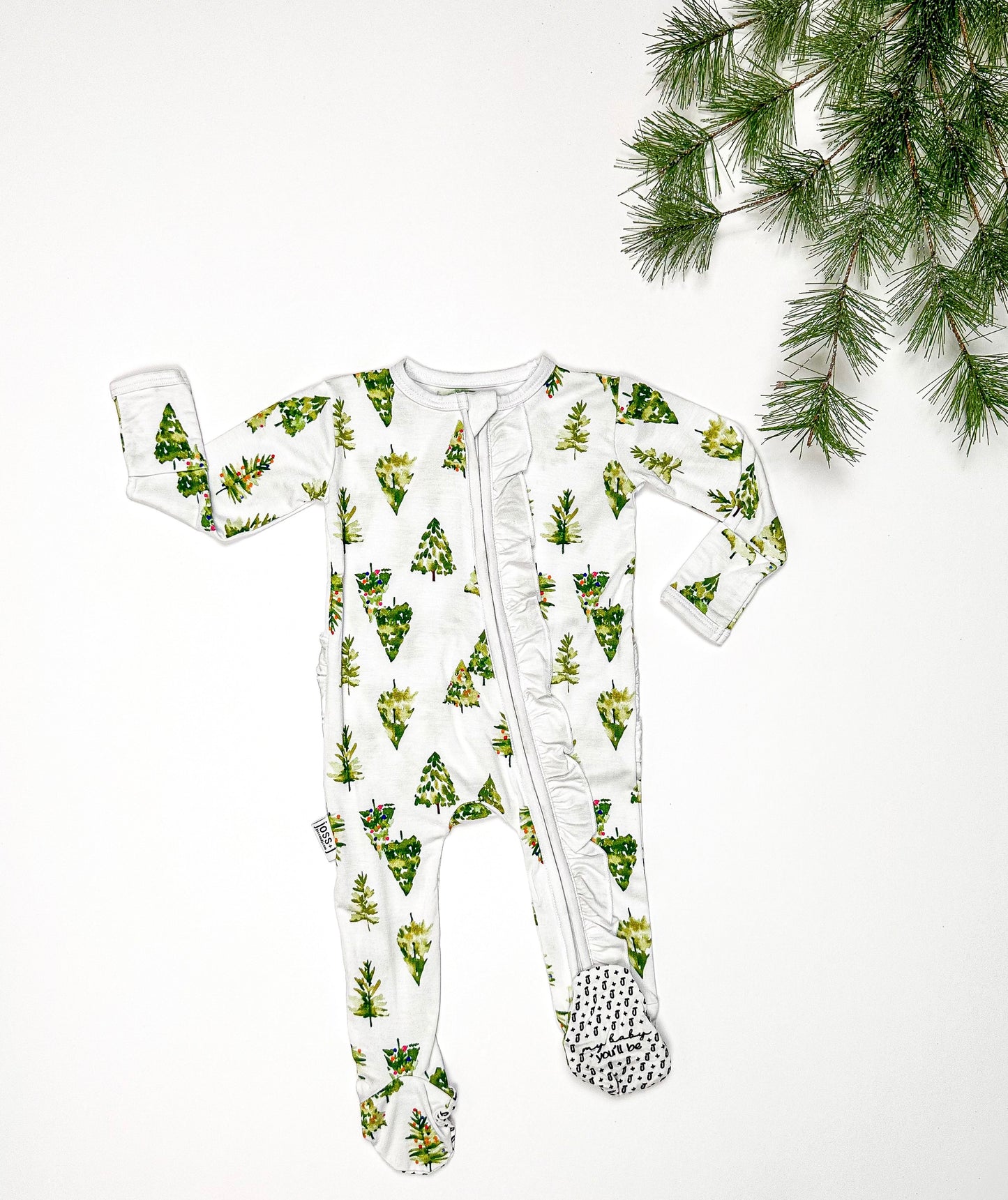 Baby Christmas Tree Bamboo Sleeper with Ruffles